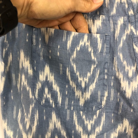 Chico’s Linen Pant Trouser Flame Stitch Pattern Loose Fit Zip Front Pockets - Picture 6 of 12